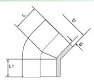 PVDF 對焊管件 45度彎（wān）頭